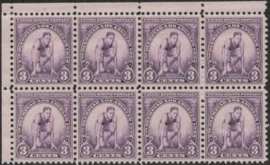 USA 1932 Mint Never Hinged Block SC718 Runner at Starting Mark Violet 3 Cent 1932