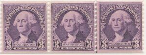 Mint Never Hinged Strip USA 1932 SC721 George Washington Deep violet 3 Cent 1932