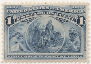 Mint Never Hinged Stamp USA 1893 SC230 Columbus in Sight of Land Dark blue 1 Cent 1893