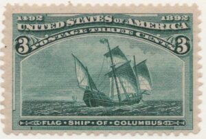 Mint Never Hinged Stamp USA 1893 SC232 Santa Maria (1460), Flagship of Columbus Green 3 Cent 1893