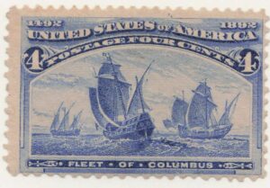 Mint Never Hinged Stamp USA 1893 SC233 Fleet of Columbus Ultramarine 4 Cent 1893
