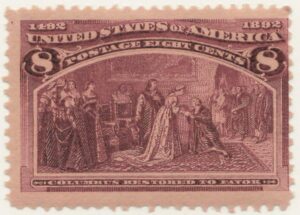 Mint No Gum Stamp USA 1893 SC236 Columbus Restored to Favor Magenta 8 Cent 1893