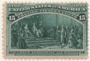 Mint Hinged Stamp USA 1893 SC238 Columbus Announcing His Discovery Dark green 15 Cent 1893