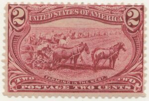 Mint Hinged Stamp USA 1898 SC286 Farming in the West, Horses (Equus ferus caballus) Copper red 2 Cent 1898