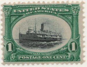 Mint Hinged Stamp USA 1901 SC294 Steamer City of Alpena (1893) Green,Black 1 Cent 1901