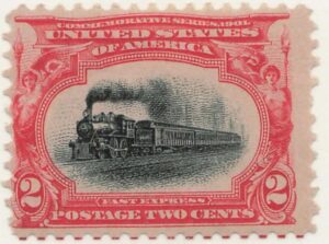 Mint Never Hinged Stamp USA 1901 SC295 Empire State Express (1891), passenger train Black,Carmine 2 Cent 1901