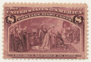 Mint Never Hinged Stamp USA 1893 SC236 Columbus Restored to Favor Magenta 8 Cent 1893