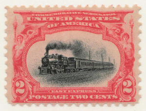 Mint Lightly Hinged Stamp USA 1901 SC295 Empire State Express (1891), passenger train Black,Carmine 2 Cent 1901