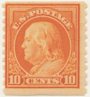 Mint Never Hinged Stamp USA 1922 SC497 Benjamin Franklin Yellow orange 10 Cent 1922