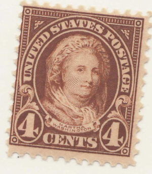 Mint Never Hinged Stamp USA 1923 SC556 Martha Washington (1731-1802), Former First Lady of the USA Yellow brown 4 Cent 1923