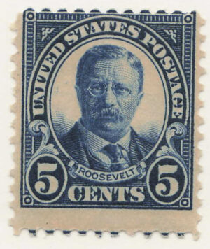 Mint Never Hinged Stamp USA 1922 SC557 Theodore Roosevelt Dark blue 5 Cent 1922