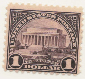 Mint Never Hinged Stamp USA 1923 SC571 Lincoln Memorial Violet black 1 Dollar 1923