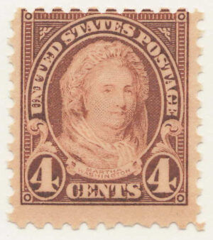 Mint Never Hinged Stamp USA 1925 SC585 Martha Washington (1731-1802), former First Lady of the USA Yellow brown 4 Cent 1925