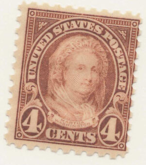 Mint Never Hinged Stamp USA 1925 SC585 Martha Washington (1731-1802), former First Lady of the USA Yellow brown 4 Cent 1925