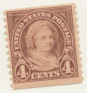 Mint Never Hinged Stamp USA 1923 SC601 Martha Washington (1731-1802), Former First Lady of the USA Yellow brown 4 Cent 1923