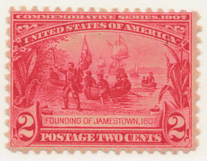 Mint Never Hinged Stamp USA 1907 SC329 Founding of Jamestown (1607) Carmine 2 Cent 1907