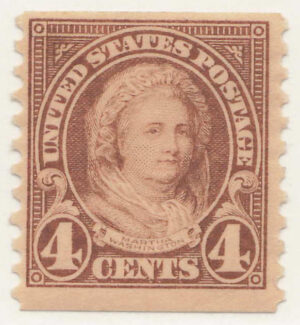 Mint Lightly Hinged Stamp USA 1923 SC601 Martha Washington (1731-1802), Former First Lady of the USA Yellow brown 4 Cent 1923