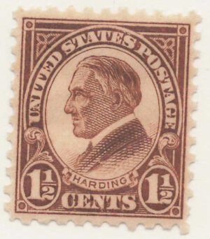 Mint Hinged Stamp USA 1925 SC582 Warren G. Harding Brown 1.5 Cent 1925