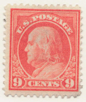 Mint Hinged Stamp USA 1914 SC415 Benjamin Franklin Salmon red 9 Cent 1914