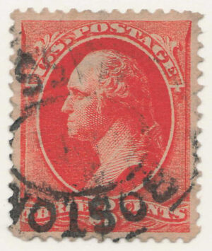 Used Stamp USA 1887 SC214 George Washington Vermilion 3 Cent 1887