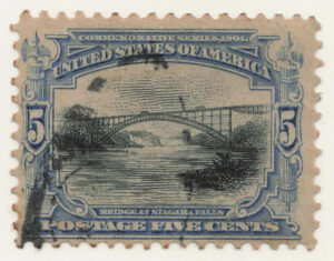 Used Stamp USA 1901 SC297 Whirlpool Rapids Bridge (1897), Niagara Falls Black,Ultramarine 5 Cent 1901