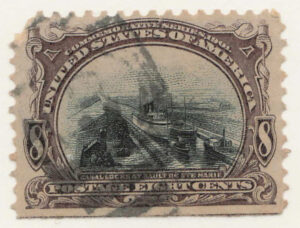 Used Stamp USA 1901 SC298 Soo Locks (1837), Sault Ste. Marie, Michigan Black,Brown violet 8 Cent 1901