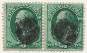 Used Pair USA 1870 SC147 George Washington Green 3 Cent 1870