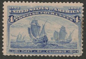 Mint Never Hinged Stamp USA 1893 SC233 Fleet of Columbus Ultramarine 4 Cent 1893