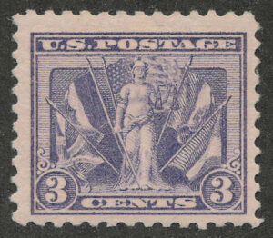 Mint Lightly Hinged Stamp USA 1919 SC537 Lady Victory and Flags of Allies Violet 3 Cent 1919