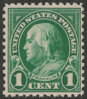 Mint Never Hinged Stamp USA 1923 SC552 Benjamin Franklin Dark green 1 Cent 1923