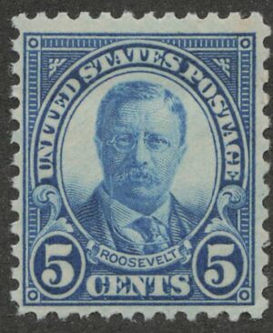 Mint Never Hinged Stamp USA 1922 SC557 Theodore Roosevelt Dark blue 5 Cent 1922