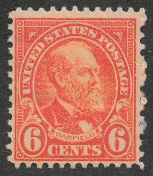 Mint Never Hinged Stamp USA 1922 SC558 James A. Garfield Red orange 6 Cent 1922