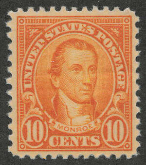 Mint Never Hinged Stamp USA 1923 SC562 James Monroe Orange 10 Cent 1923