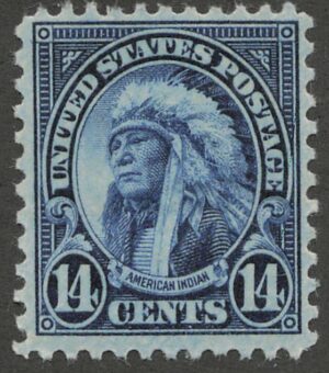 Mint Never Hinged Stamp USA 1923 SC565 American Indian Blue 14 Cent 1923
