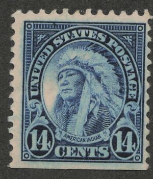 Mint Lightly Hinged Stamp USA 1923 SC565 American Indian Blue 14 Cent 1923