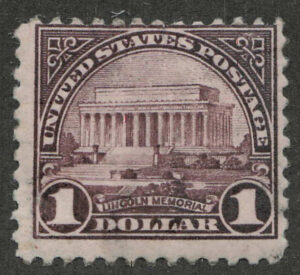 Mint Never Hinged Stamp USA 1923 SC571 Lincoln Memorial Violet black 1 Dollar 1923