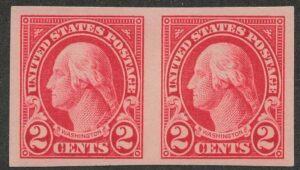 Mint Never Hinged Pair USA 1925 SC577 George Washington Carmine 2 Cent 1925