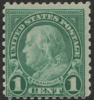 Mint Hinged Stamp USA 1923 SC578 Benjamin Franklin Green 1 Cent 1923