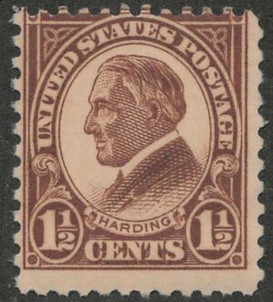 Mint Never Hinged Stamp USA 1925 SC582 Warren G. Harding Brown 1.5 Cent 1925