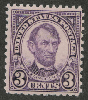 Mint Never Hinged Stamp USA 1925 SC584 Abraham Lincoln Violet 3 Cent 1925