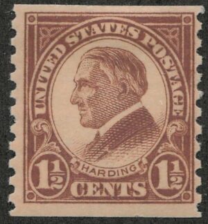Mint Never Hinged Stamp USA 1925 SC598 Warren G. Harding Brown 1.5 Cent 1925