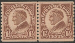 Mint Never Hinged Pair USA 1925 SC598 Warren G. Harding Brown 1.5 Cent 1925