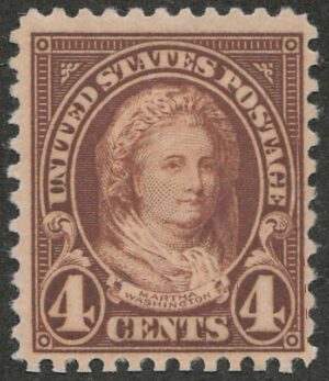 Mint Never Hinged Stamp USA 1923 SC556 Martha Washington (1731-1802), Former First Lady of the USA Yellow brown 4 Cent 1923