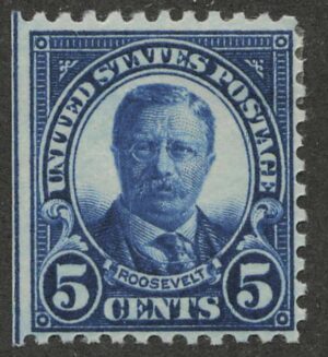 Mint Never Hinged Stamp USA 1922 SC557 Theodore Roosevelt Dark blue 5 Cent 1922