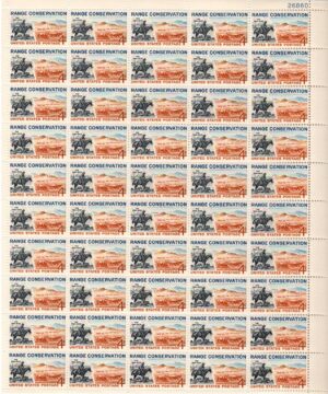 Mint Sheet USA 1961 SC1176SH Trail Boss and Modern Range, Horse (Equus ferus cabalus) Multicolor 4 Cent 1961 Full Sheet