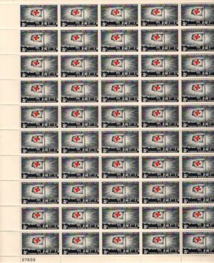 Mint Sheet USA 1963 SC1239SH Cuban Refugees on S.S. Morning Light and Red Cross Flag Red,Bluish black 5 Cent 1963 Full Sheet