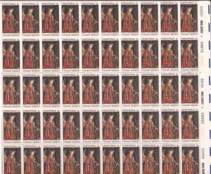 Mint Sheet USA 1968 SC1363SH Angel Gabriel, from "The Annunciation" by Jan van Eyck Multicolor 6 Cent 1968 Full Sheet