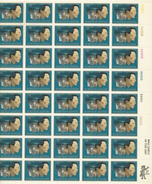Mint Sheet USA 1973 SC1485SH Robinson Jeffers, Man and Children of Carmel with Burro Multicolor 8 Cent 1973 Full Sheet