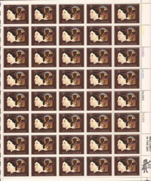 Mint Sheet USA 1973 SC1487SH Willa Cather, Pioneer Family and Covered Wagon Multicolor 8 Cent 1973 Full Sheet