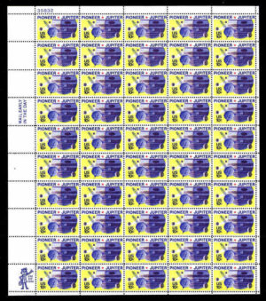 Mint Sheet USA 1975 SC1556SH Pioneer 10 Passing Jupiter Multicolor 10 Cent 1975 Full Sheet